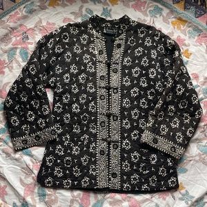 Vintage block print quilted cotton jacket 70s Indian import Ramona Rull